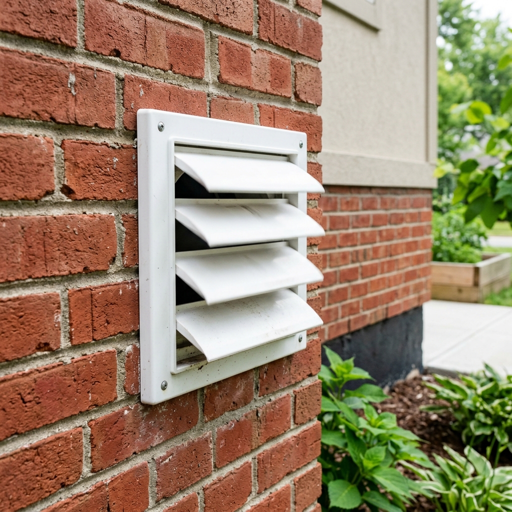 Exterior dryer vent flap fully open and working properly