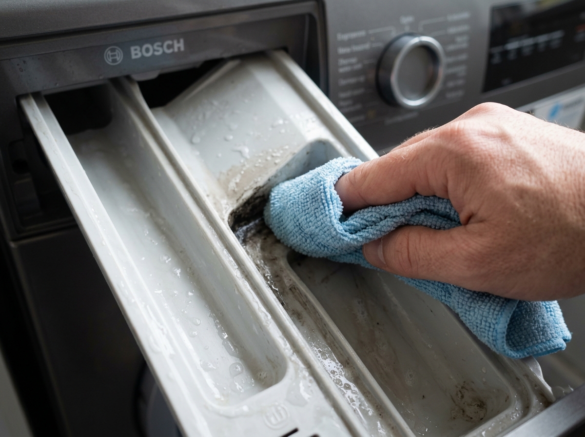 Cleaning the detergent drawer housing inside the washer
