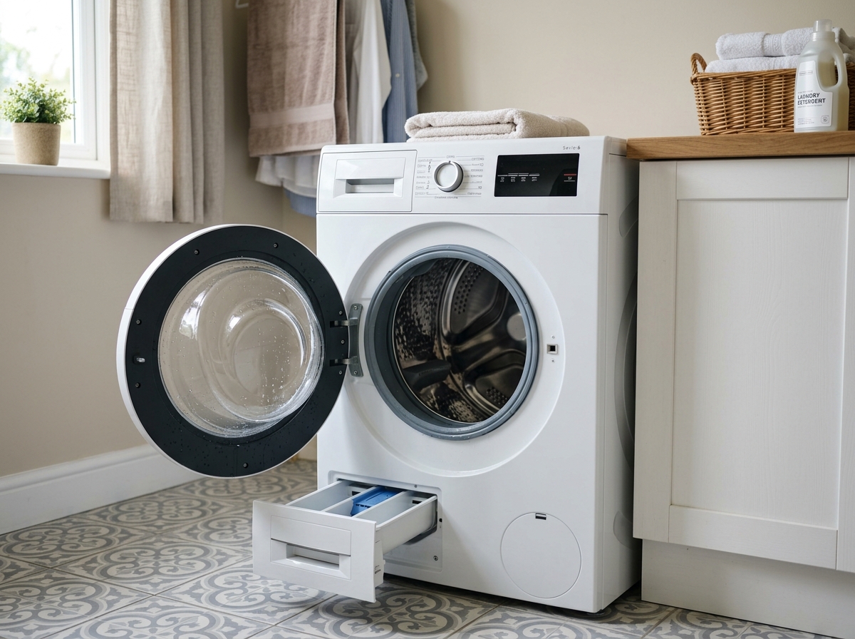 Leaving the washer door open for air drying after cleaning