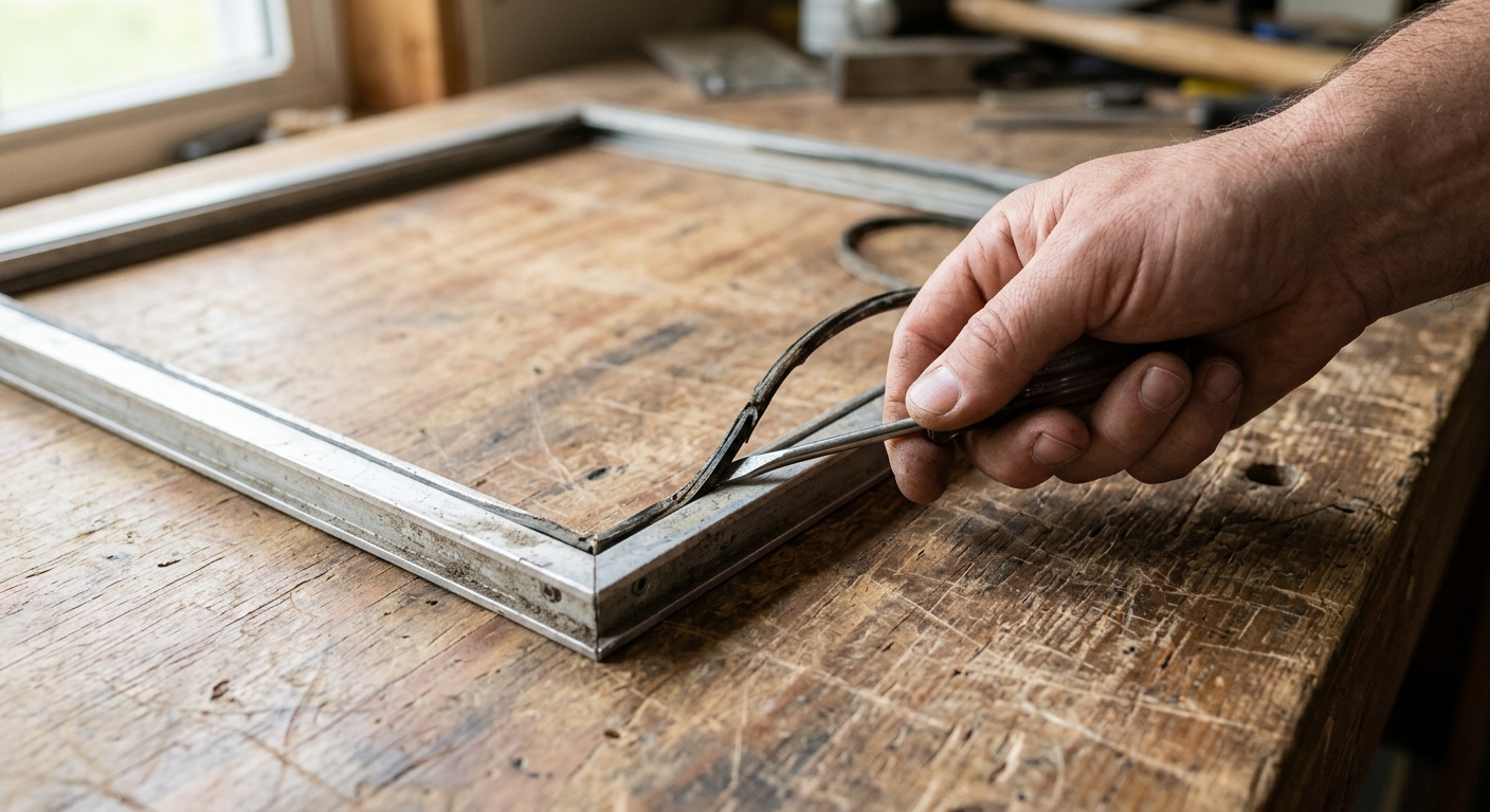Removing old spline and mesh from a window screen frame
