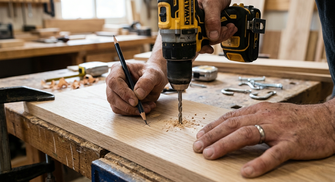 Marking and pre-drilling hook locations