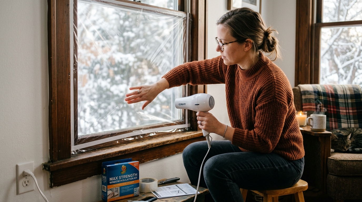 Installing a temporary window film kit