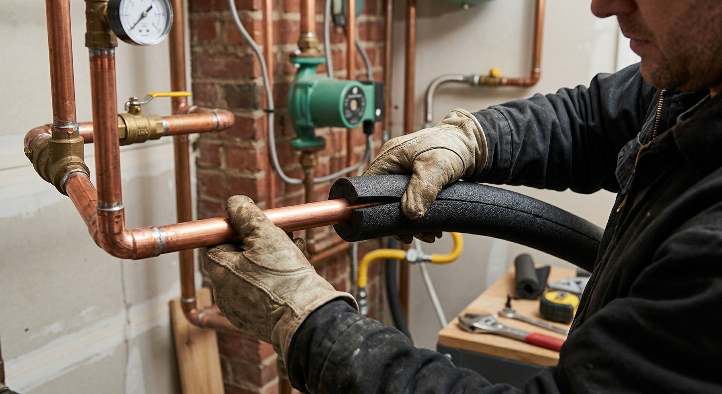 Installing foam pipe insulation