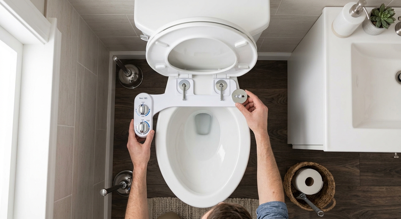 Positioning the bidet attachment under the toilet seat