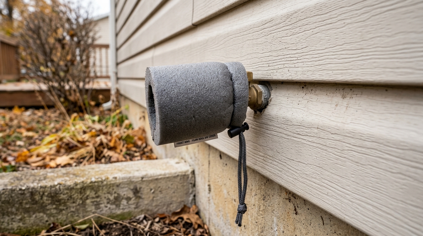 Foam cover on an outdoor faucet