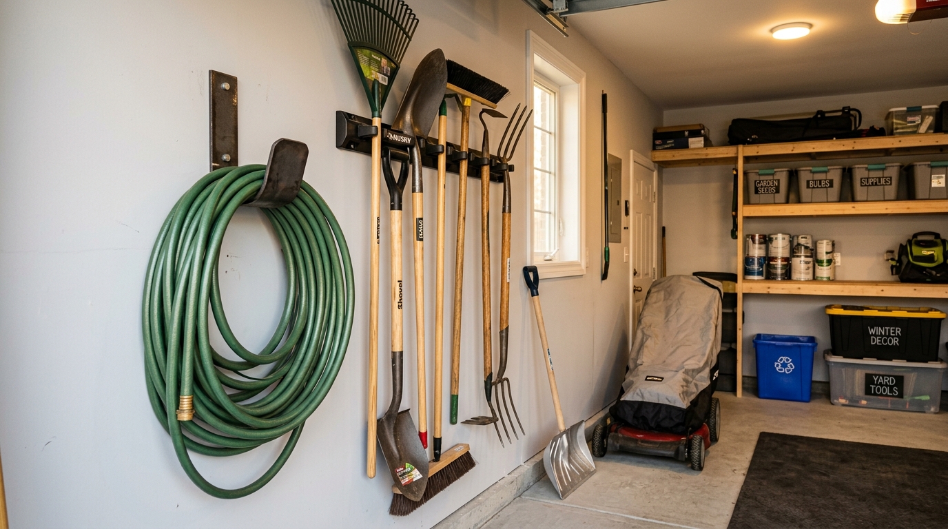 Loose winter storage for a garden hose