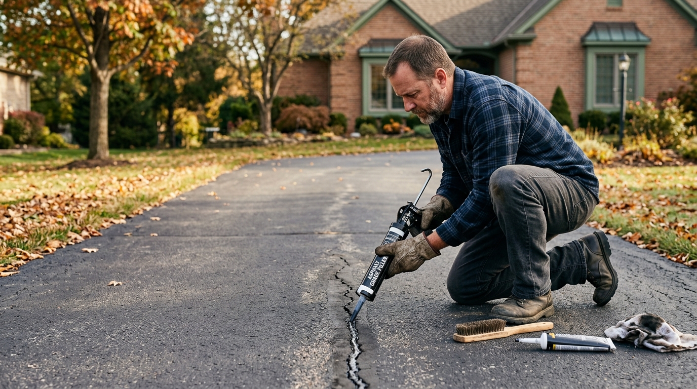 How to seal driveway cracks before freezing weather