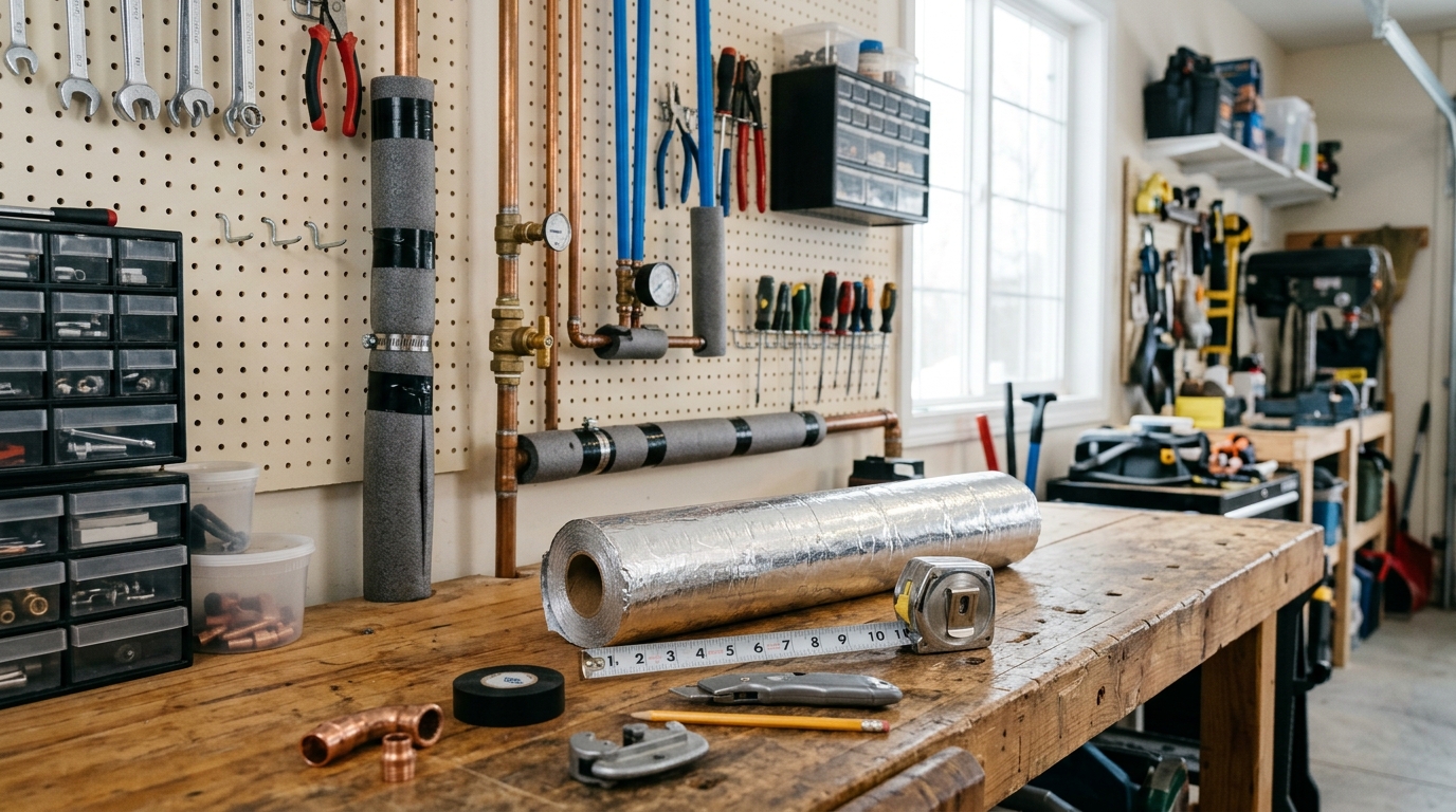 How to insulate exposed pipes in a garage or crawl space