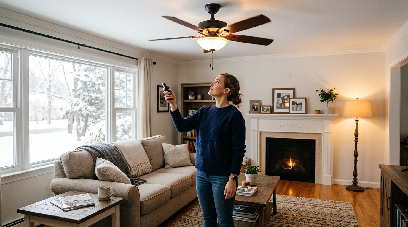How to reverse a ceiling fan for winter without making the room drafty