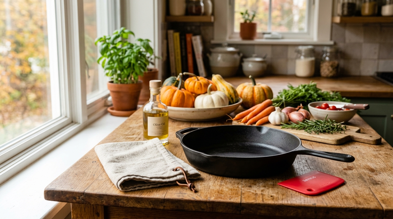 How to clean and season a cast iron skillet for fall cooking